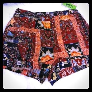 Topshop Paisley Silky Shorts Fall Brown 8